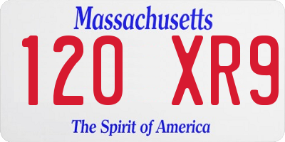MA license plate 120XR9