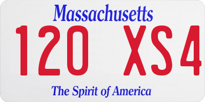 MA license plate 120XS4