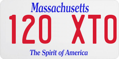 MA license plate 120XT0