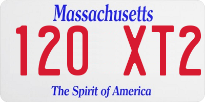 MA license plate 120XT2