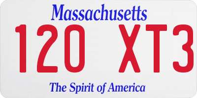 MA license plate 120XT3