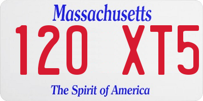 MA license plate 120XT5