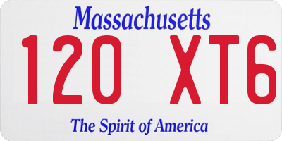 MA license plate 120XT6