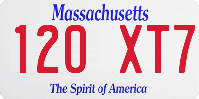 MA license plate 120XT7