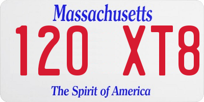MA license plate 120XT8