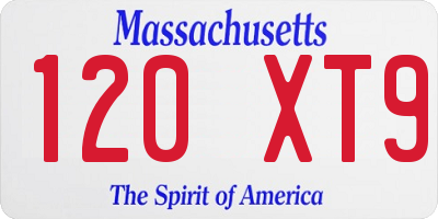 MA license plate 120XT9