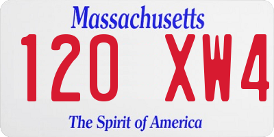 MA license plate 120XW4