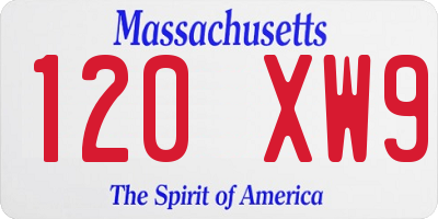 MA license plate 120XW9