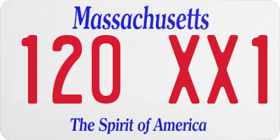 MA license plate 120XX1