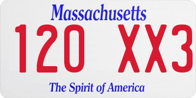 MA license plate 120XX3