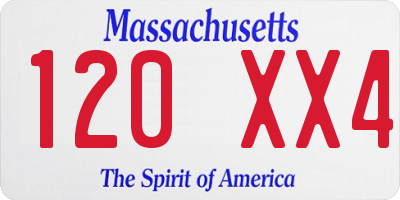 MA license plate 120XX4