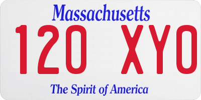 MA license plate 120XY0