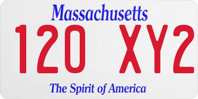 MA license plate 120XY2