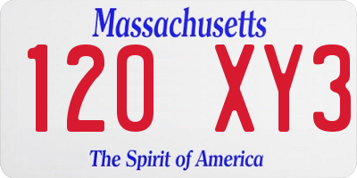 MA license plate 120XY3