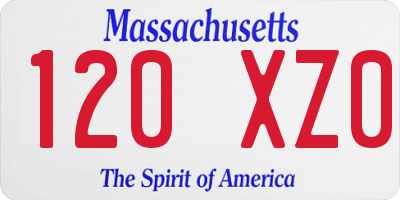 MA license plate 120XZ0