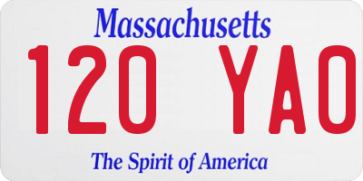 MA license plate 120YA0