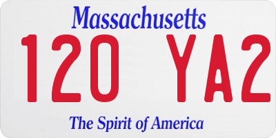 MA license plate 120YA2