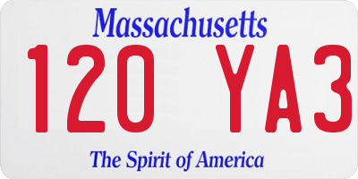 MA license plate 120YA3