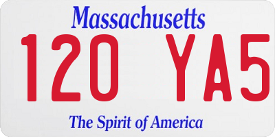 MA license plate 120YA5