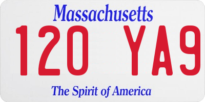 MA license plate 120YA9