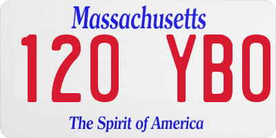 MA license plate 120YB0