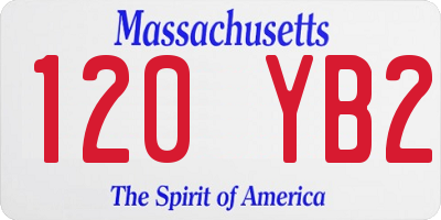 MA license plate 120YB2