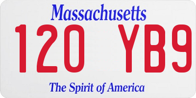 MA license plate 120YB9