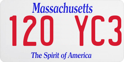 MA license plate 120YC3