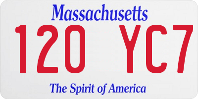 MA license plate 120YC7