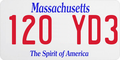 MA license plate 120YD3