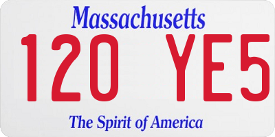 MA license plate 120YE5