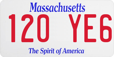 MA license plate 120YE6