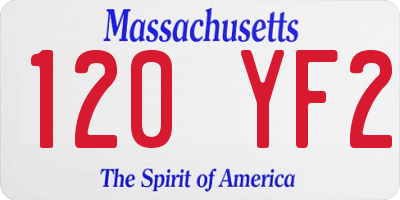MA license plate 120YF2