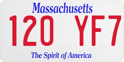 MA license plate 120YF7