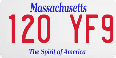 MA license plate 120YF9