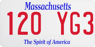 MA license plate 120YG3