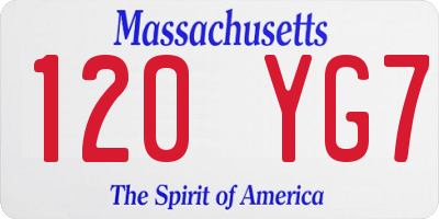 MA license plate 120YG7