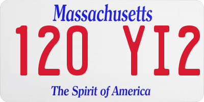 MA license plate 120YI2