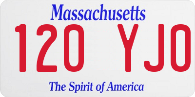 MA license plate 120YJ0