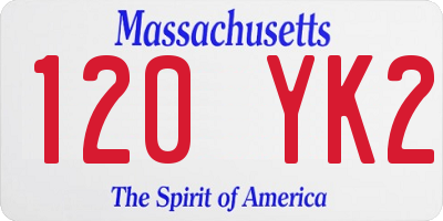 MA license plate 120YK2