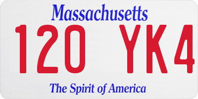 MA license plate 120YK4