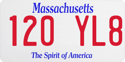 MA license plate 120YL8