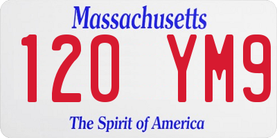 MA license plate 120YM9