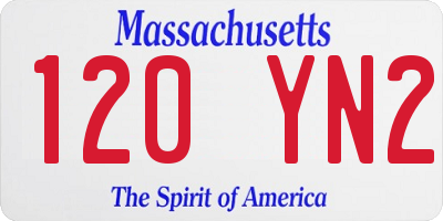 MA license plate 120YN2