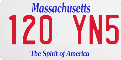 MA license plate 120YN5