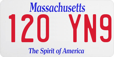 MA license plate 120YN9