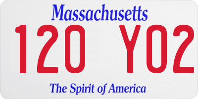 MA license plate 120YO2