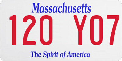 MA license plate 120YO7