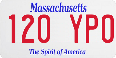 MA license plate 120YP0