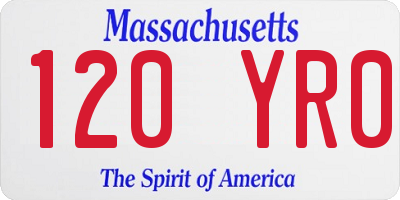 MA license plate 120YR0